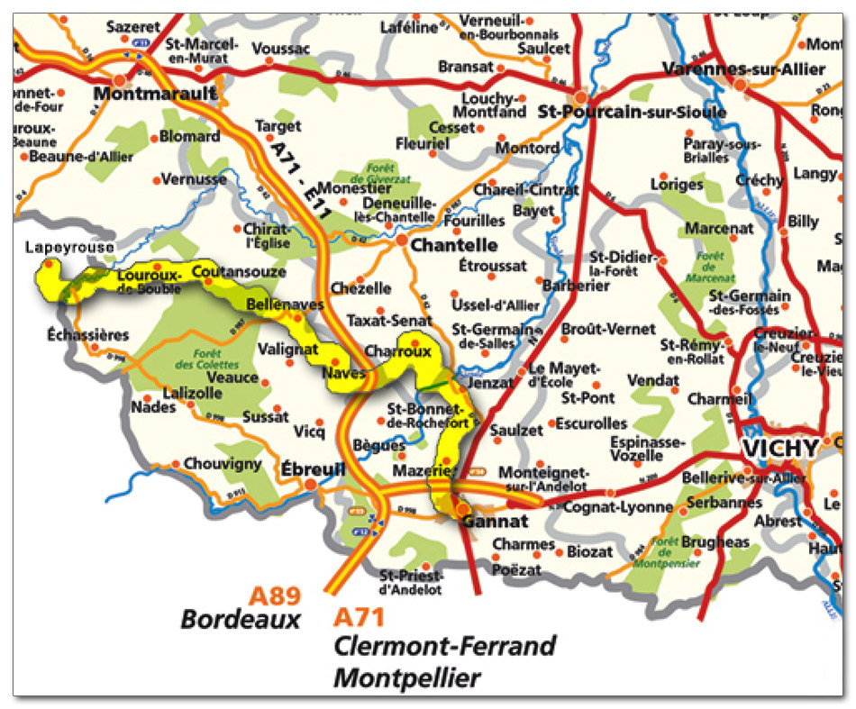 carte acces Gannat Lapeyrouse