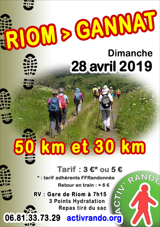 affiche de la randonnee RIOM-GANNAT 2019, Allier, Auvergne, France