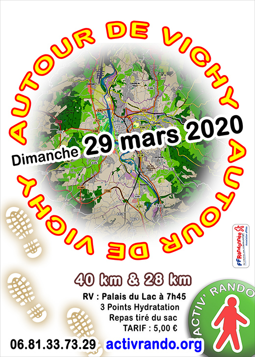 affiche de la randonnee Autour-de-Vichy 2020, Allier, Auvergne, France